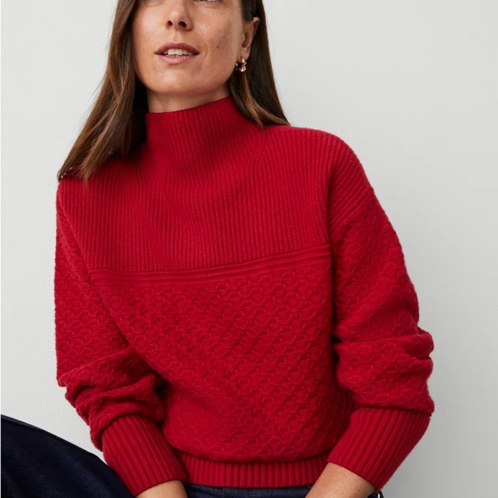 Mixed Stitch Drop Shoulder Sweater